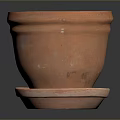 Terracotta Plant Pot With Saucer And Textured Design For Home Gardening