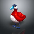 Cute Cartoon Duck With Red Feathered Body White Belly And Blue Beak Feet