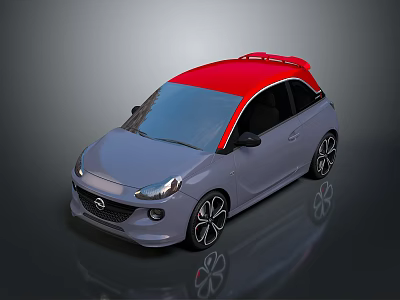 Gray Compact Car With Red Roof Black Sporty Wheels And Modern Stylish Design 3d model