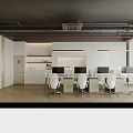 Modern Minimalist Office Interior With Multiple Workstations And Comfortable Ergonomic Chairs And Warm Soft Lighting