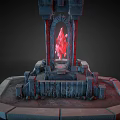 Dark Style Castle Structure With Red Crystal Archway And Stone Steps 3d model