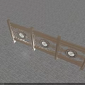 Ornamental Wooden Railings With Three Connected Sections And Circular Decorative Panels