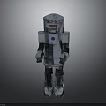 Silver Metallic Robot Character Featuring Blue Eye Jointed Arms And Legs Design