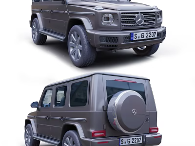 Gray Mercedes-Benz G-Class Car Exterior Front View And Side Profile With Spare Tire Design 3d model