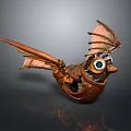 Steampunk Mechanical Bird With Copper Body Gears Large Eye And Wings 3d model