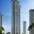 High Rise Modern Residential Building Exterior With Contemporary Design And Greenery