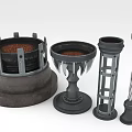 Black Metal Mechanical Components With Grid Base Spiral Design And Various Shapes