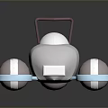 Cartoonish Toy Like Object With Pink Handle Gray Body And Blue Spherical Bases