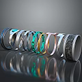 Chic Multi Colored Rings Showcasing Metallic And Textured Bands With Shiny Finish