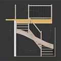 Modern Staircase Design With Wooden Treads White Railing And Landing Platform