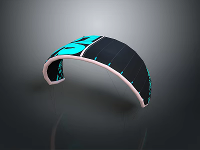Curved Black And Turquoise Kite Equipment With Modern Design Patterns 3d model