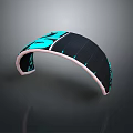 Curved Black And Turquoise Kite Equipment With Modern Design Patterns 3d model
