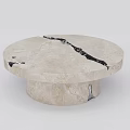 Round Marble Coffee Table With Natural Surface Veins And Solid Base Design 3d model