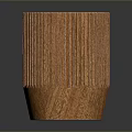 Modern Wooden Striped Stool With Round Top And Simple Design 3d model
