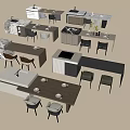 Modern Dining Table Set With Marble Top And Matching Chairs In Various Styles 3d model