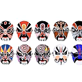 Traditional Colorful Carved Peking Opera Masks With Intricate Patterns And Designs