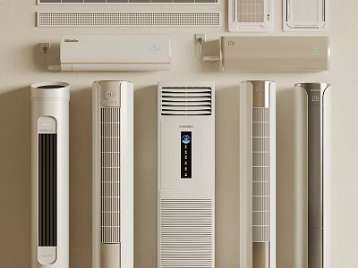 Various Modern Air Conditioners And Fans With Sleek Designs For Home Cooling 3d model
