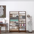 Modern Wooden Bookshelf Interior With Layered Shelves Books Decorative Items And Green Plants