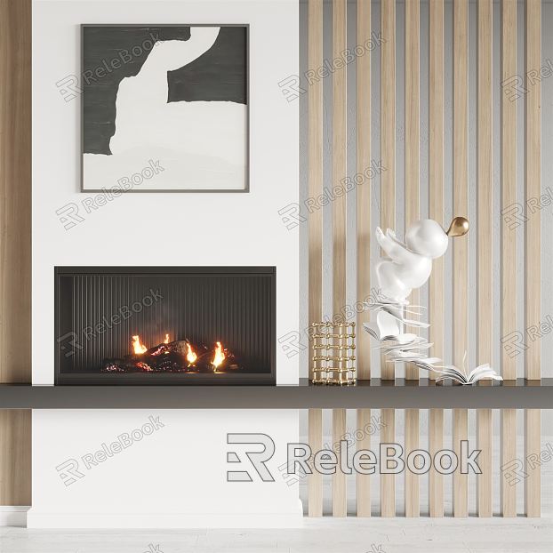 Modern Fireplace Fireplace Ornaments Combination model