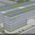 Modern Office Building With Glass Curtain Walls Multi Storey Structure Main Entrance And Parking Area 3d model