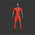 Red Sports Uniform Set With Brand Logo Matching Shorts And Socks