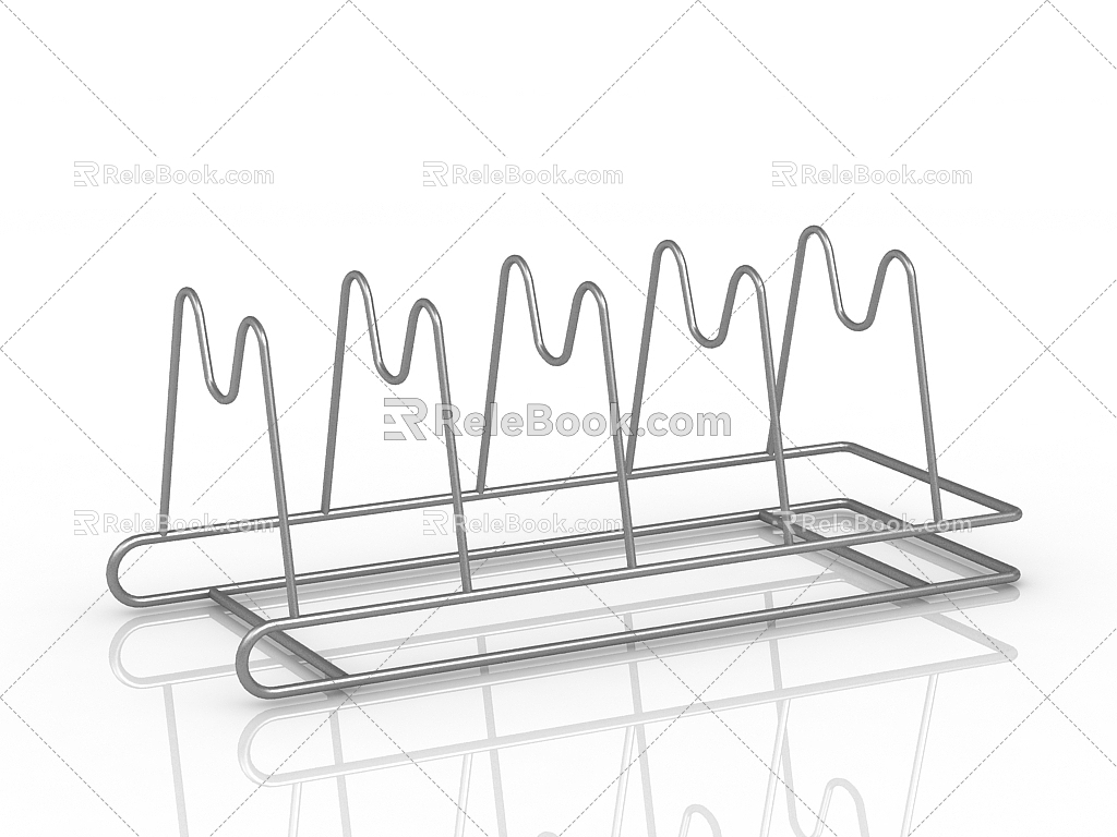 Modern dish rack with embedded pull basket 3d model