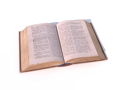 Vintage Open Book Displaying Yellowed Pages And Detailed Text Content 3d model