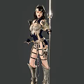 Inflatable Female Warrior Armor Model With Spear And Metal Chains 3d model
