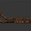 Rusted Industrial Metal Pipes With Curved Sections And Connected Valves Design