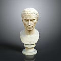 Classical Marble Bust Statue With Detailed Facial Features And Pedestal Base 3d model