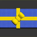 Decorative Blue White Polka Dot Gift Box With Yellow Ribbon And Bow For Gifting