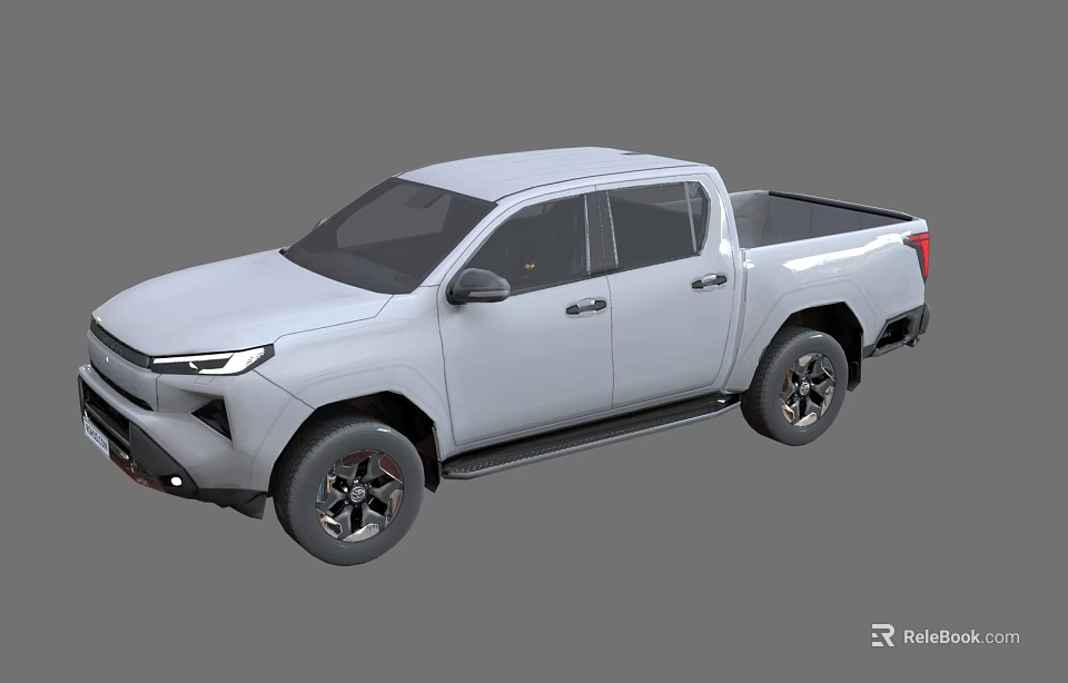 White Pickup Truck With Crew Cab And Off Road Wheels Design 3d model 