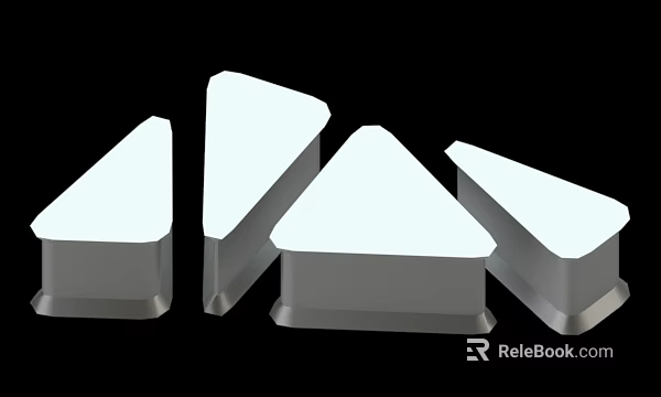Four White Triangular Geometric Objects Display On Black Background Setup 3d model