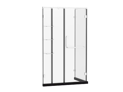 Modern Shower Sauna With Glass Door Shelves And Metal Frame Design 3d model