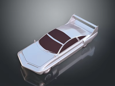 Silver Sports Car With Rear Spoiler Dark Windows And Streamlined Design 3d model