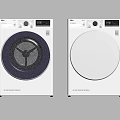 White Front Loading Washing Machines With Modern Design And Digital Control Panel