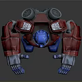Red And Blue Armored Robot Character With Futuristic Mechanical Design
