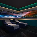 Serene SPA Sauna Interior With Massage Bed Natural Green Backdrop Circular Lighting And City View