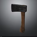 Classic Axe With Black Metal Head And Brown Wooden Handle