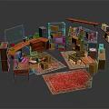 Various Modern Furniture Collection Including Bookshelves Tables Chairs Cabinets Rugs And Desks