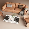 Simple Double Sofa Combination 3d model