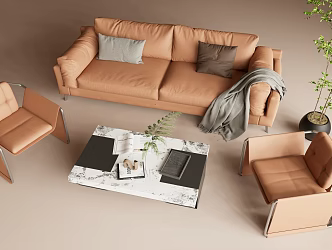 Simple Double Sofa Combination 3d model