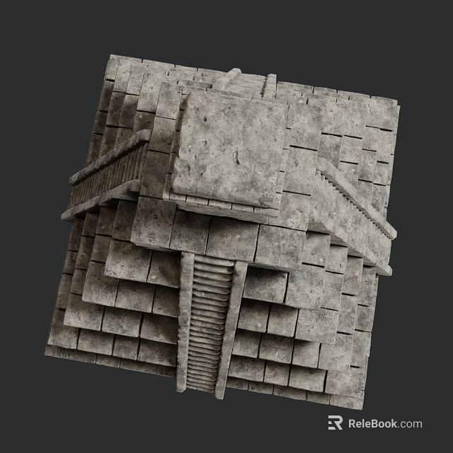 Ancient Stone Architectural Structure With Layered Platforms Stone Steps And Masonry Blocks 3d model