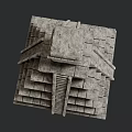 Ancient Stone Architectural Structure With Layered Platforms Stone Steps And Masonry Blocks 3d model