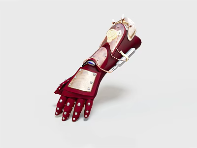 Advanced Mechanical Prosthetic Arm With Robotic Joints And Red Exterior Design 3d model