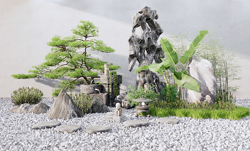 New Chinese Landscape Setches Dead Rock Courtyard Landscape 3d model