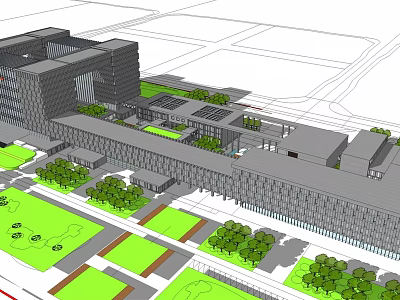 Modern Office Building Design With Landscaped Gardens And Courtyard Spaces 3d model