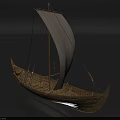 Ancient Wooden Boat With White Sail Wooden Mast And Traditional Hull Structure
