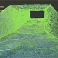 Concrete Tunnel with Graffiti Covered Walls Blue Painted Floor Ceiling Opening and Natural Light