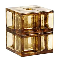 Transparent Amber Cube Stacked Coffee Table With Reflective Surface Design